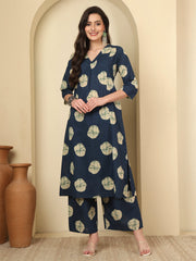 Blue Printed Co-Ord Set for Women