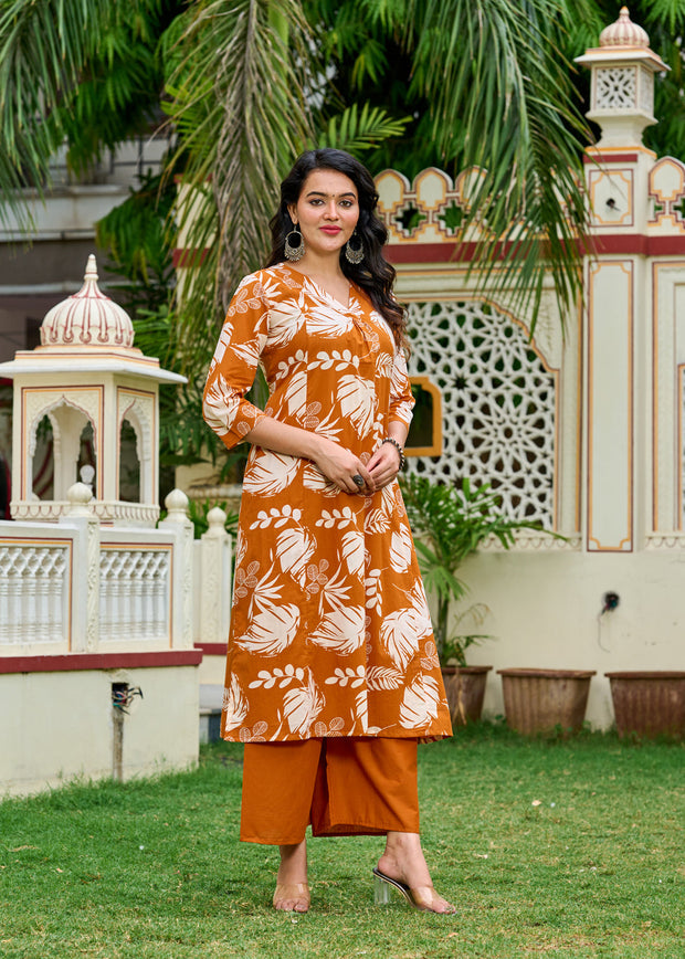 Rust Printed Co-Ord Set for Women