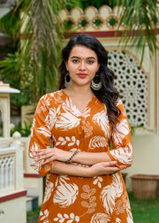 Rust Printed Co-Ord Set for Women