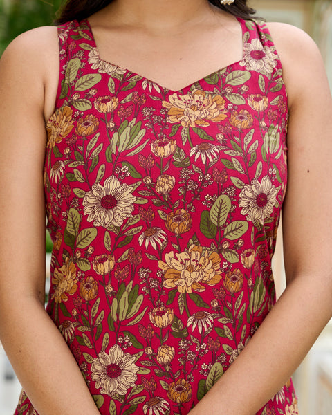 Pink Floral Printed Kurta Set with Dupatta for Women