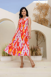 Printed Multicolor V- Neck Dress for Women
