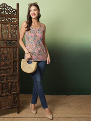 Multicolor Printed Sleeveless Tunic for Women