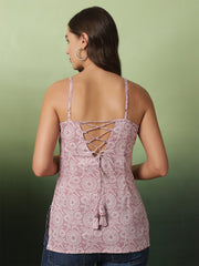 Women Mauve Printed Straight Tunic