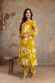 Yellow Printed Co-Ord Set for Women