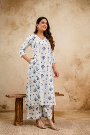 White Printed Co-Ord Set for Women