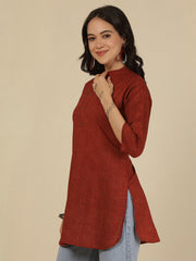 Maroon Solid Straight Tunic for Women