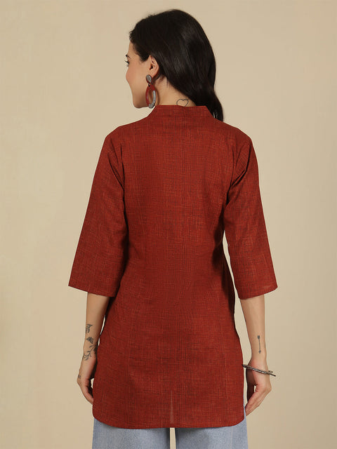 Maroon Solid Straight Tunic for Women