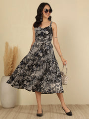 Black Printed Dress for Women