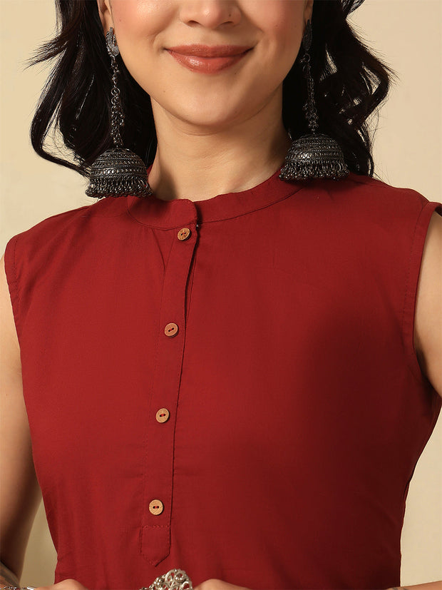 Marron Solid Kurta Set for Women