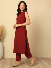Marron Solid Kurta Set for Women