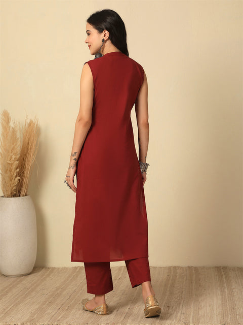 Marron Solid Kurta Set for Women