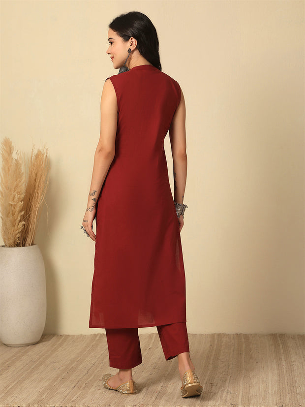 Marron Solid Kurta Set for Women