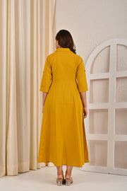 Yellow Solid Casual Wear Dress for Women