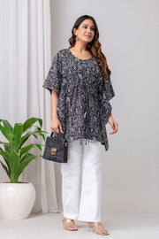 Black Printed Kaftan Kurta for Women