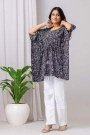 Black Printed Kaftan Kurta for Women