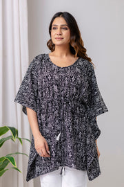 Black Printed Kaftan Kurta for Women