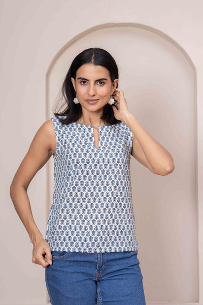 Women Off White Printed Straight Top