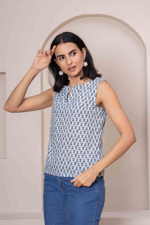 Women Off White Printed Straight Top