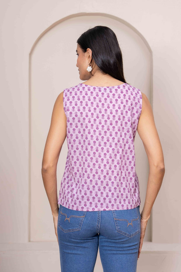 Women Pink Printed Straight Top