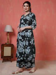 Black Floral Printed Co-Ord Set for Women