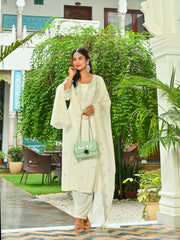 Off White Embroidered Kurta Set