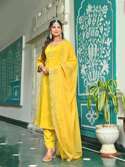 Yellow Embroidered Kurta Set
