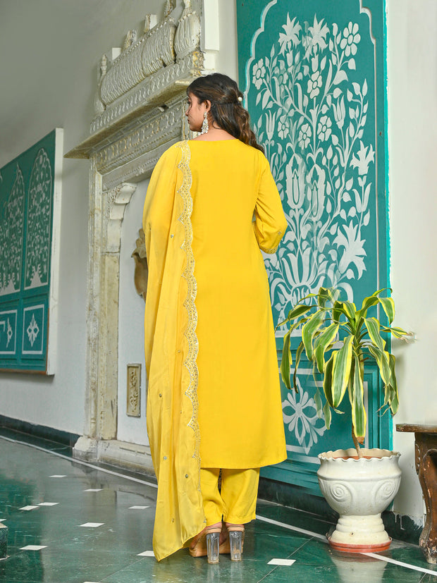 Yellow Embroidered Kurta Set