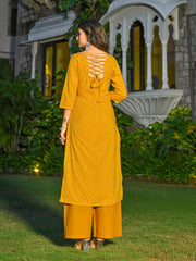 Yellow Printed Straight Kurta & Palazzo With Dupatta for Women