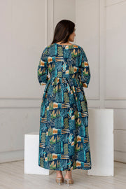 Women Multi Printed Flared Maternity Dress