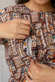 Women Multi Printed Flared Maternity Dress