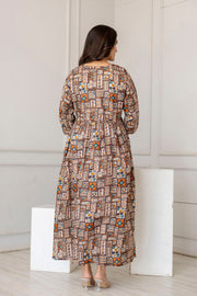 Women Multi Printed Flared Maternity Dress