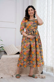 Multicolor Printed Maternity Dress For Women