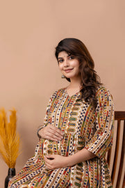 Nayo Fab Multi Printed Maternity Dress For Women