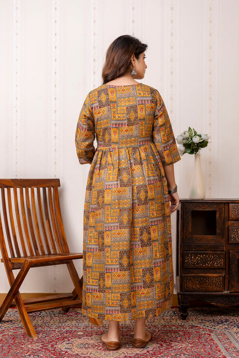Nayo Fab Multi Printed Maternity Dress For Women