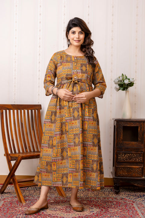 Nayo Fab Multi Printed Maternity Dress For Women