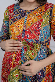 Nayo Fab Multi Printed Maternity Dress For Women