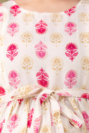 Women Off White Printed Flared Maternity Dress