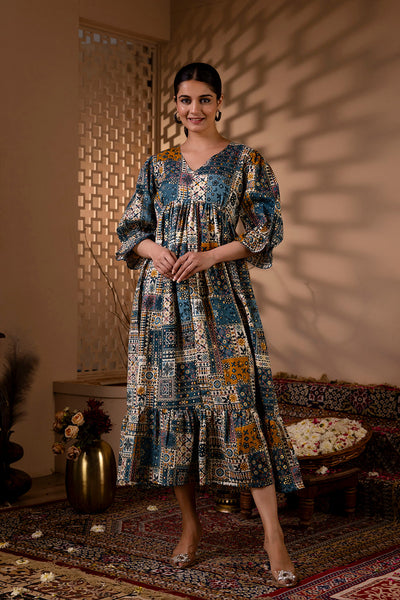 Women Multi Ethnic Printed Flared Dress