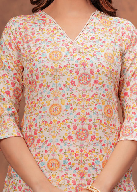 Women Multicolor Printed Straight Kurta And Trouser