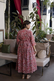 Women Mauve Floral Printed Flared Maternity Dress