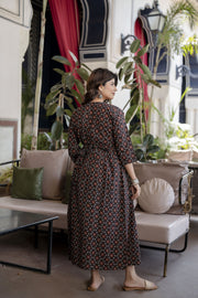 Women Black Floral Printed Flared Maternity Dress