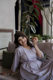 Women Taupe Geometric Printed Maternity Dress