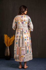 Women Multi Printed Flared Maternity Dress