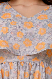 Women Grey Printed Flared Maternity Dress