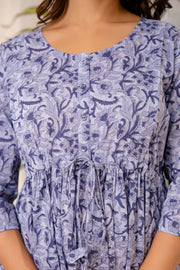 Women Grey Printed Flared Maternity Dress