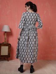 Nayo Grey Printed Maternity Dress For Women