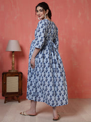 Nayo Blue Printed Maternity Dress For Women