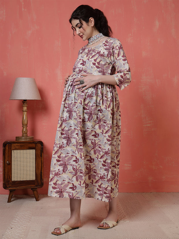 Nayo Off White Maternity Dress For Women