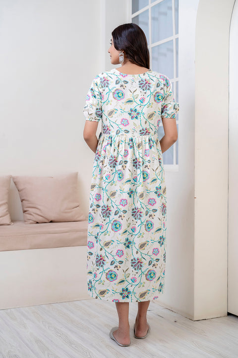 Nayo Off White Maternity Dress For Women