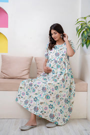 Nayo Off White Maternity Dress For Women